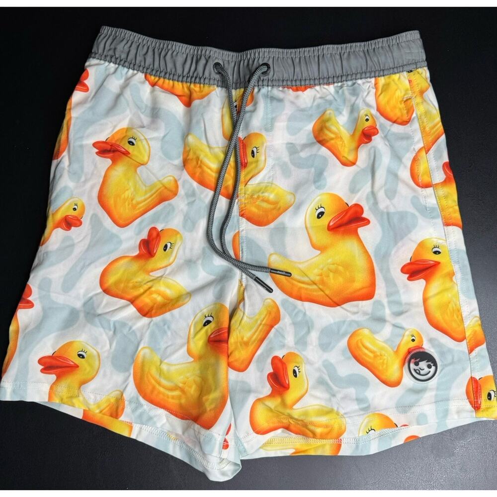 Neff MENS M Rubber Duck Ducky Gray Swim Trunks Stretch Unlined Board Shorts